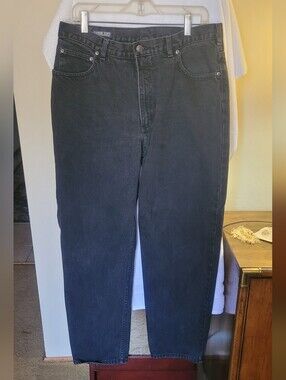 Lands' End Men's New Relaxed Black Rinsed Jeans 35x30